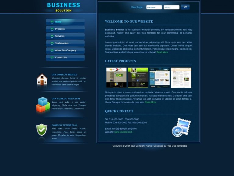 Free HTML Template: Business Solution - Free HTML Templates, Free CSS ...