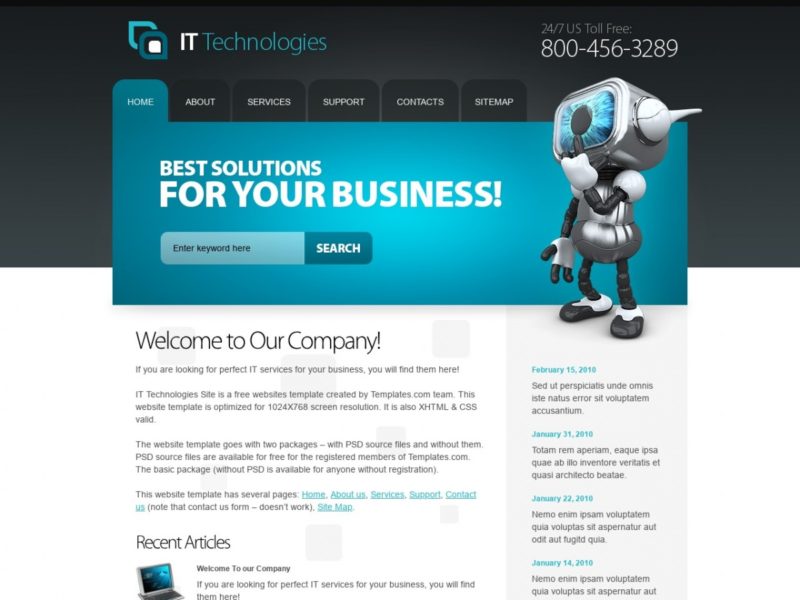 Download HTML/CSS Templates for Free: It Technologies - Free HTML ...