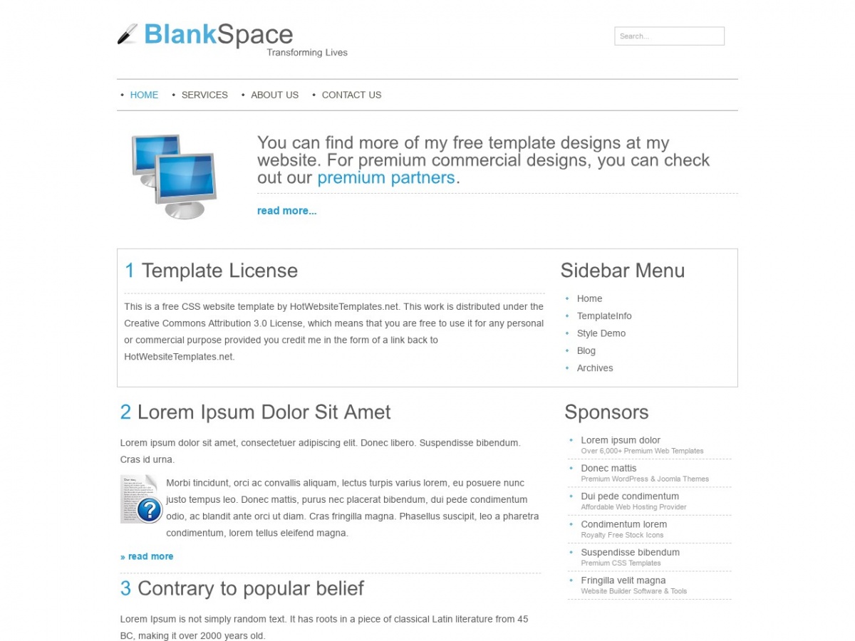 Download free HTML/CSS Template: Blankspace - Free HTML Templates Intended For Blank Html Templates Free Download