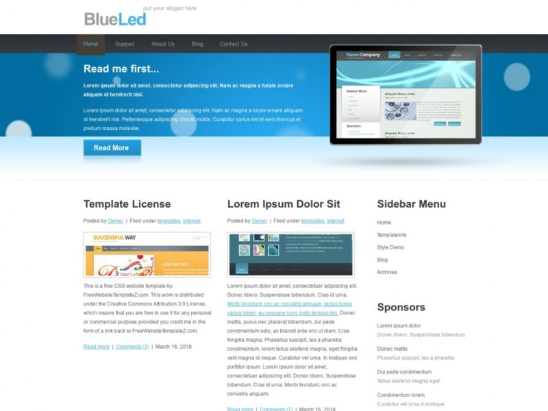 Free HTML/CSS Template: Blueled - Free HTML Templates, Free CSS ...