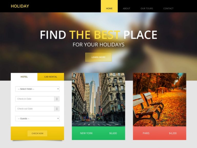 Download Free HTML Template: Holiday - Free HTML Templates, Free CSS ...