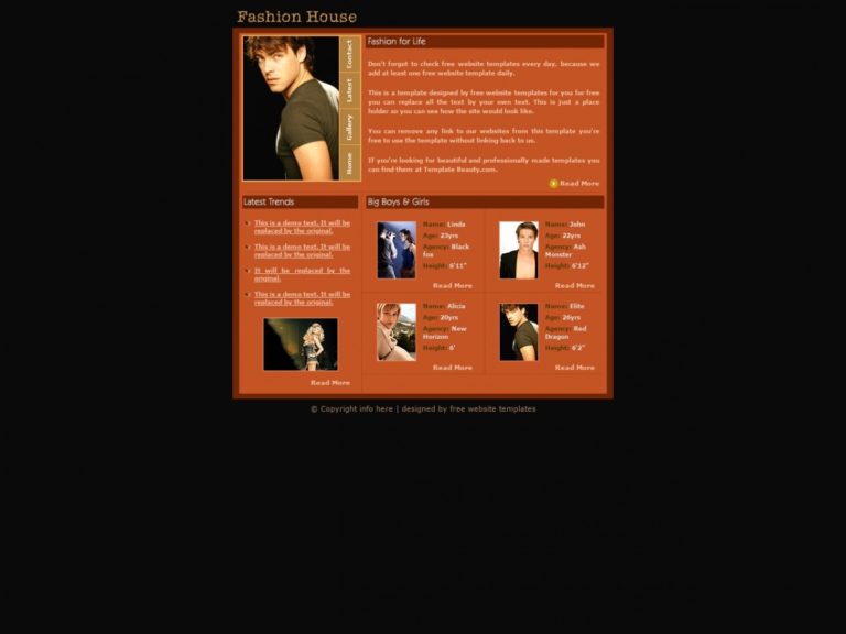 Download Free HTML Template Fashion House Free HTML Templates, Free