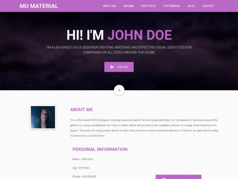 Free HTML Templates for Downloading: Mu Material - Free HTML Templates ...