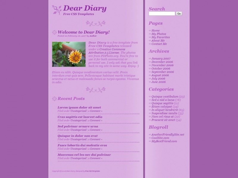 html-templates-for-free-downloading-dear-diary-free-html-templates