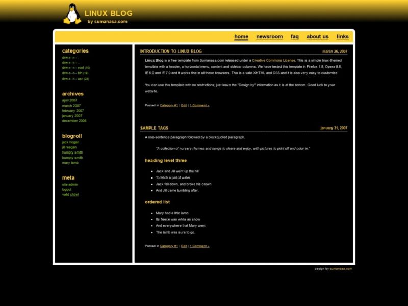 Free HTML/CSS Template Linux Blog Free HTML Templates, Free CSS