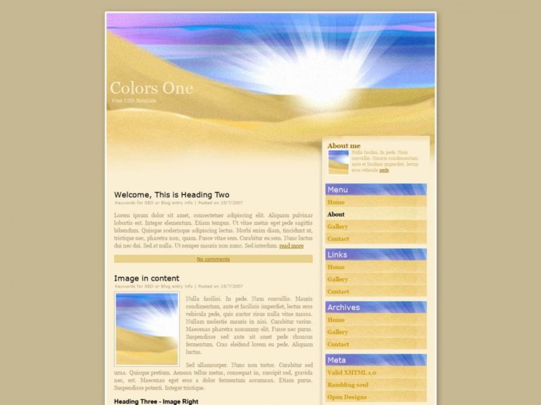 Free HTML/CSS Template: Colors One - Free HTML Templates, Free CSS ...