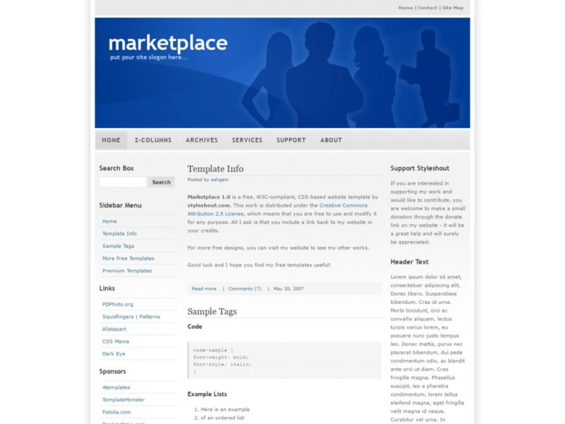 Download free HTML/CSS Template Marketplace 1.0 Free HTML Templates
