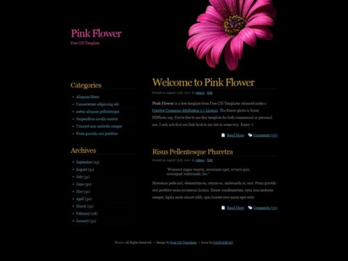 Download free HTML/CSS Template: Pink Flower - Free HTML Templates ...