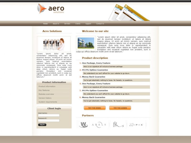 Free HTML/CSS Templates for Downloading: Aero Solutions - Free HTML ...