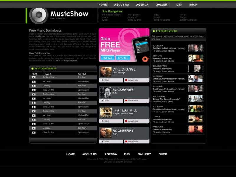 Plantillas HTML Gratuita para Descargar: Musicshow - Plantillas HTML ...