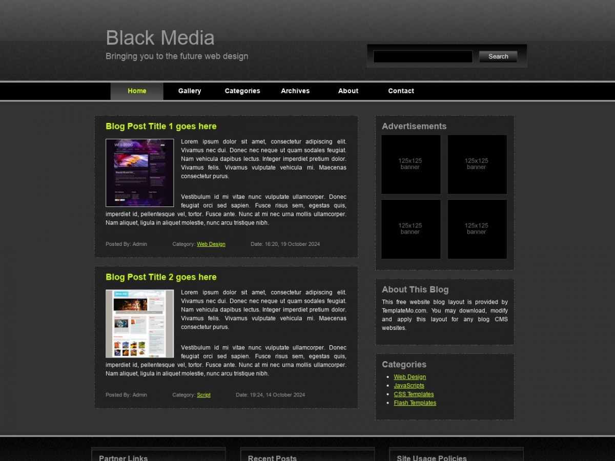Free Html Template Black Media Free Html Templates Free Css Templates And More