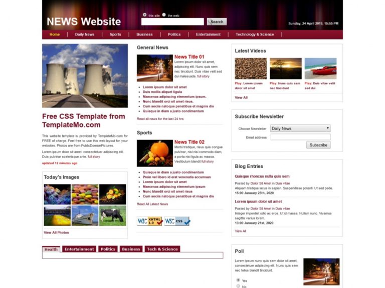 HTML Templates for Free: News Website - Free HTML Templates, Free CSS ...