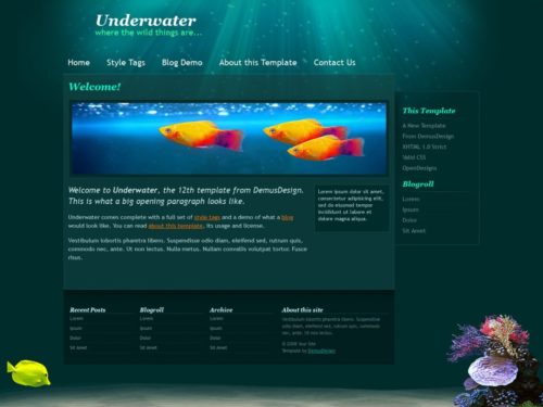 Free HTML/CSS Template: Underwater - Free HTML Templates, Free CSS ...