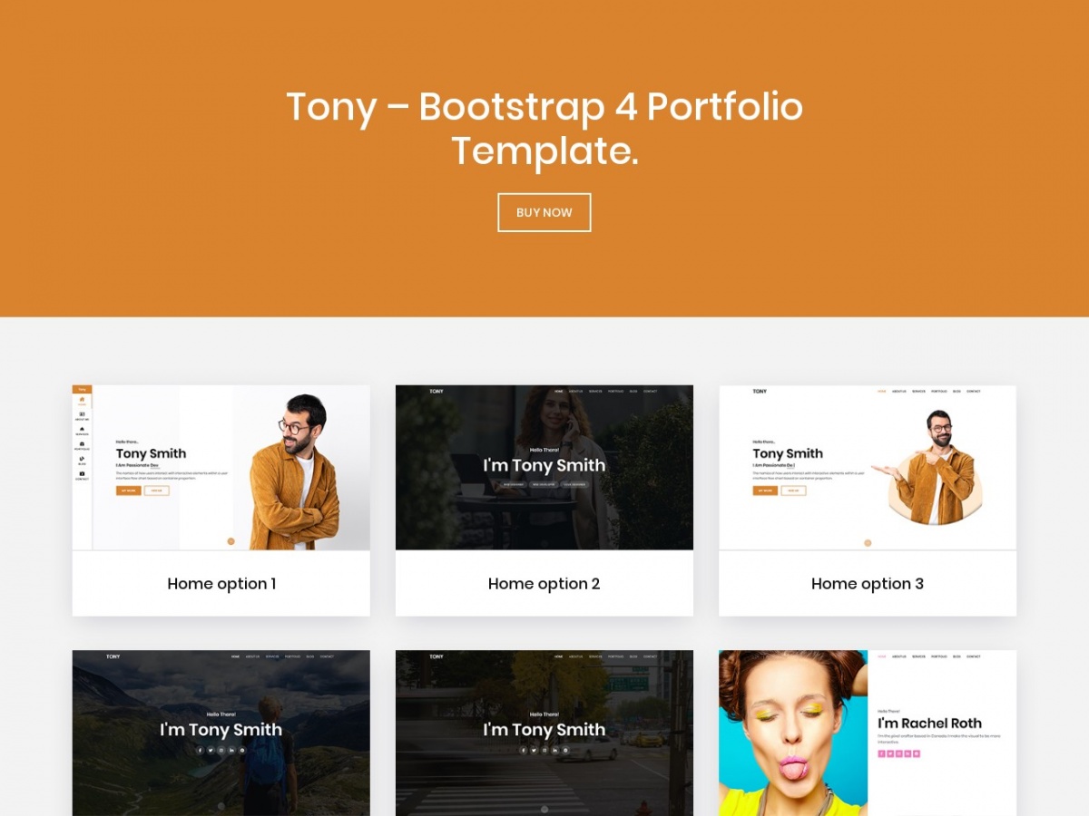 Plantilla HTML/CSS Premium: Tony– Bootstrap 4 Personal Portfolio ...